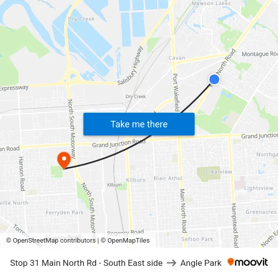 Stop 31 Main North Rd - South East side to Angle Park map