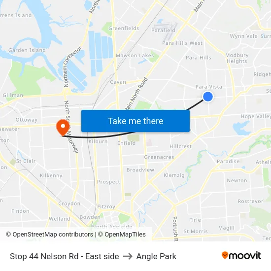 Stop 44 Nelson Rd - East side to Angle Park map
