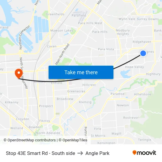 Stop 43E Smart Rd - South side to Angle Park map
