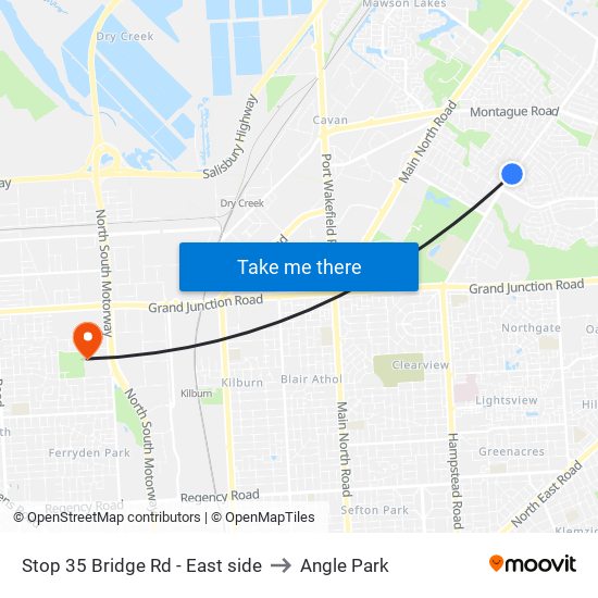 Stop 35 Bridge Rd - East side to Angle Park map