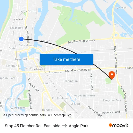 Stop 45 Fletcher Rd - East side to Angle Park map