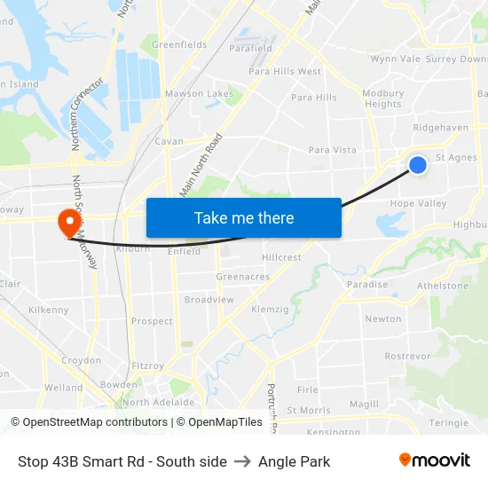 Stop 43B Smart Rd - South side to Angle Park map