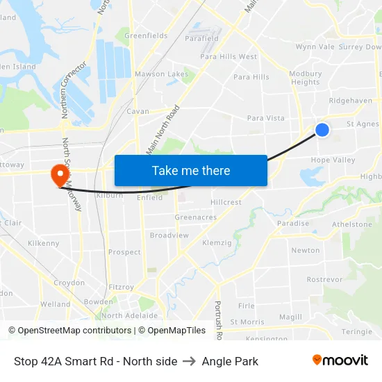 Stop 42A Smart Rd - North side to Angle Park map