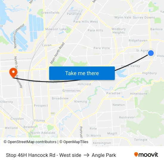 Stop 46H Hancock Rd - West side to Angle Park map