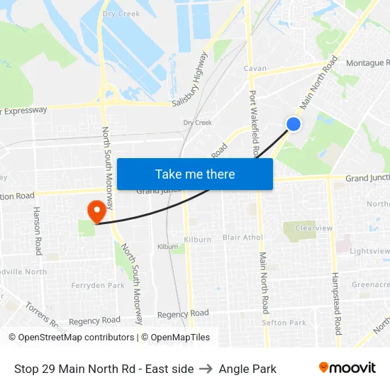 Stop 29 Main North Rd - East side to Angle Park map