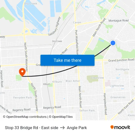 Stop 33 Bridge Rd - East side to Angle Park map