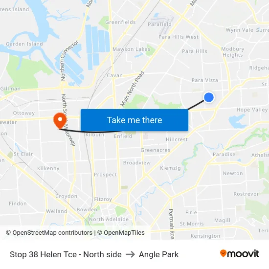 Stop 38 Helen Tce - North side to Angle Park map