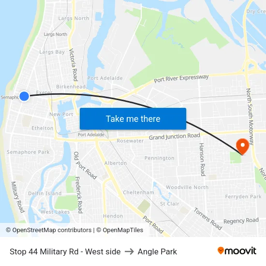 Stop 44 Military Rd - West side to Angle Park map
