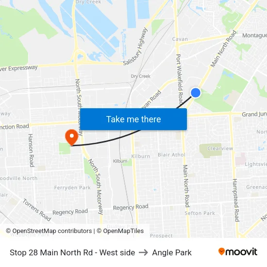 Stop 28 Main North Rd - West side to Angle Park map