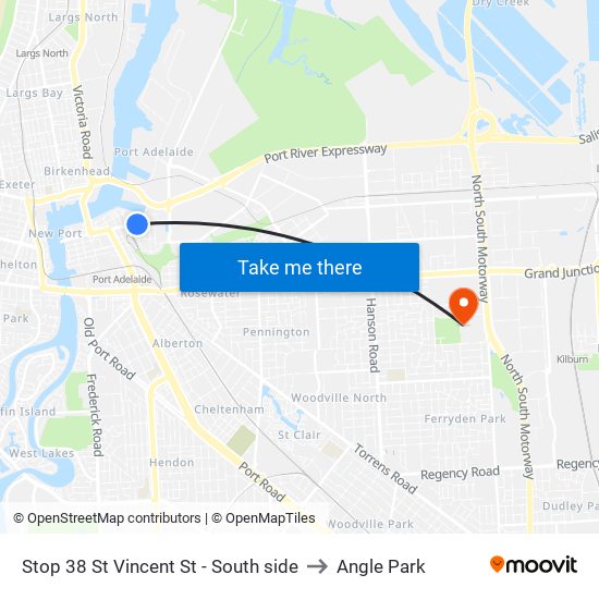 Stop 38 St Vincent St - South side to Angle Park map