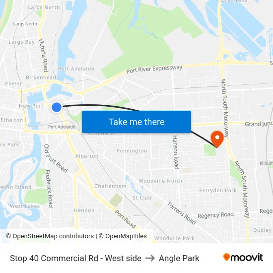 Stop 40 Commercial Rd - West side to Angle Park map
