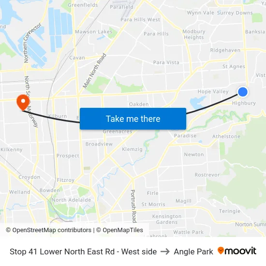 Stop 41 Lower North East Rd - West side to Angle Park map