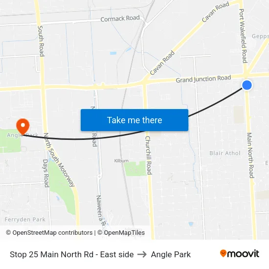 Stop 25 Main North Rd - East side to Angle Park map