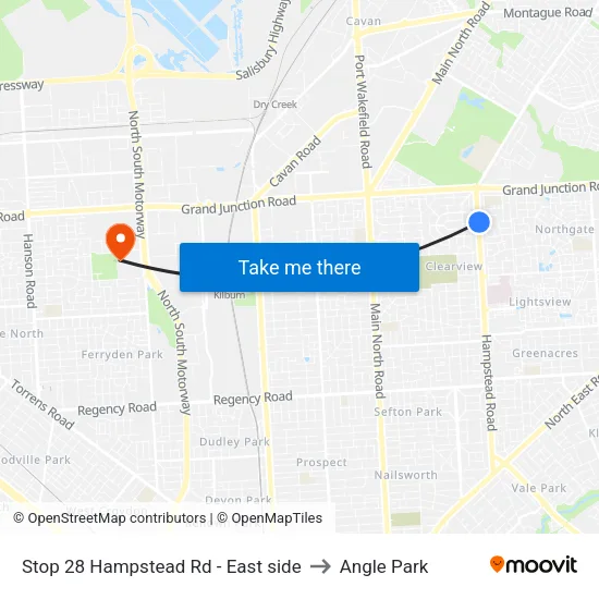 Stop 28 Hampstead Rd - East side to Angle Park map