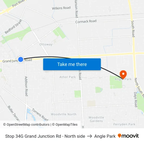 Stop 34G Grand Junction Rd - North side to Angle Park map