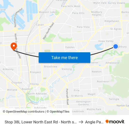 Stop 38L Lower North East Rd - North side to Angle Park map
