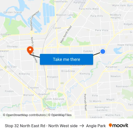 Stop 32 North East Rd - North West side to Angle Park map