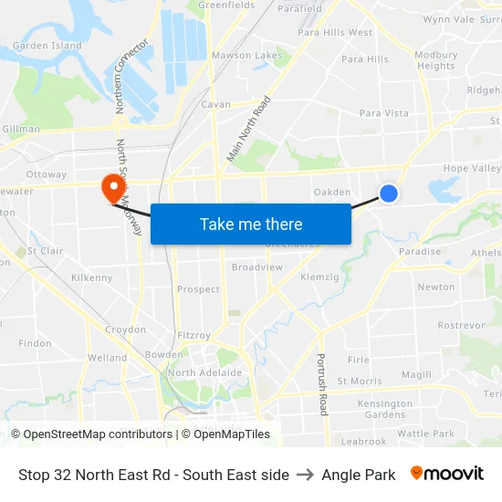 Stop 32 North East Rd - South East side to Angle Park map