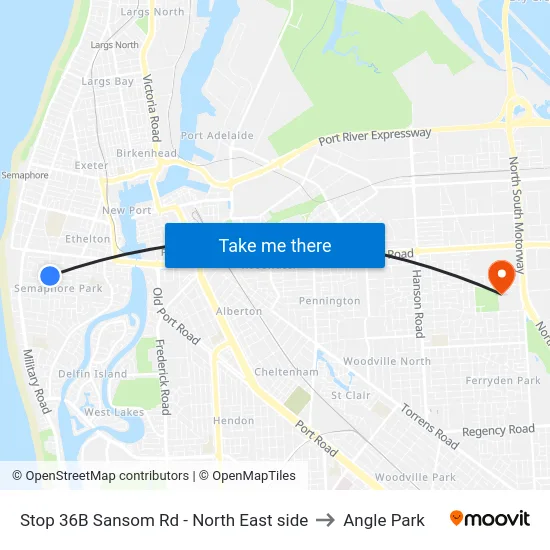 Stop 36B Sansom Rd - North East side to Angle Park map