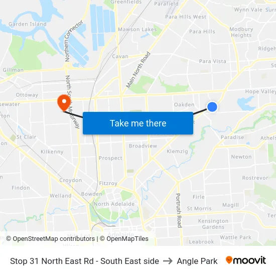 Stop 31 North East Rd - South East side to Angle Park map