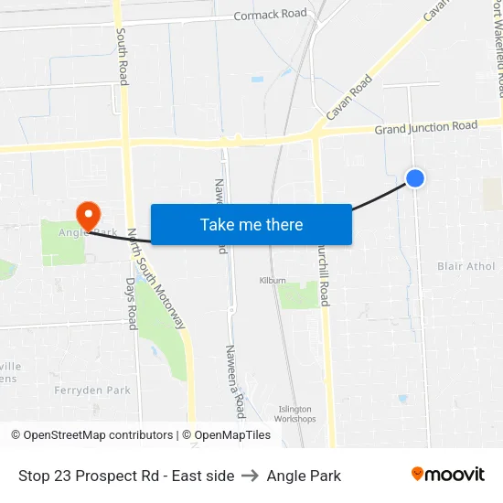 Stop 23 Prospect Rd - East side to Angle Park map
