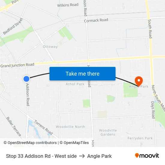 Stop 33 Addison Rd - West side to Angle Park map
