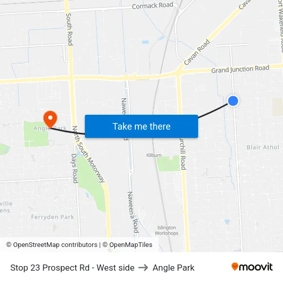 Stop 23 Prospect Rd - West side to Angle Park map