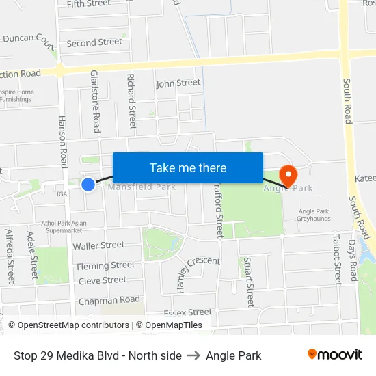 Stop 29 Medika Blvd - North side to Angle Park map