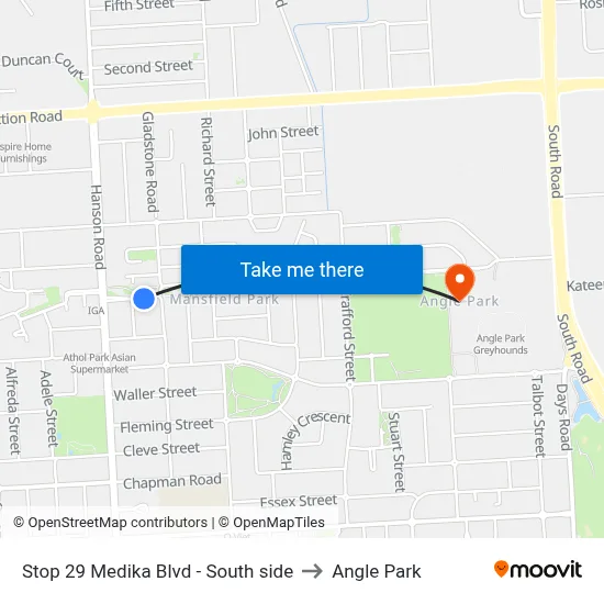 Stop 29 Medika Blvd - South side to Angle Park map