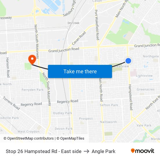 Stop 26 Hampstead Rd - East side to Angle Park map