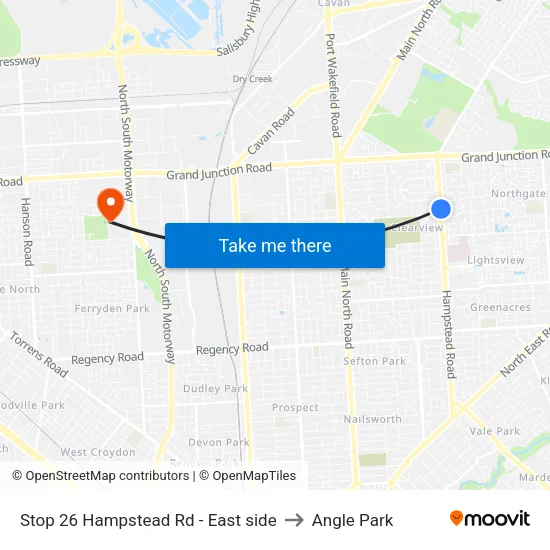 Stop 26 Hampstead Rd - East side to Angle Park map