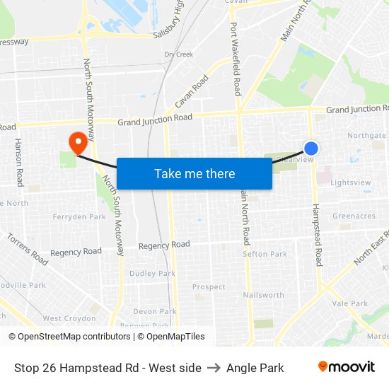 Stop 26 Hampstead Rd - West side to Angle Park map