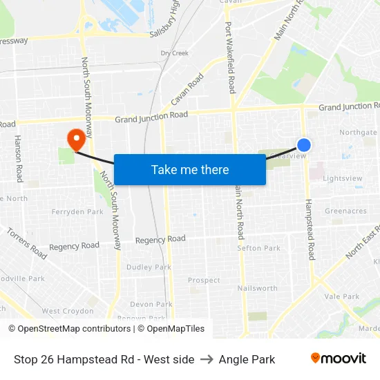 Stop 26 Hampstead Rd - West side to Angle Park map