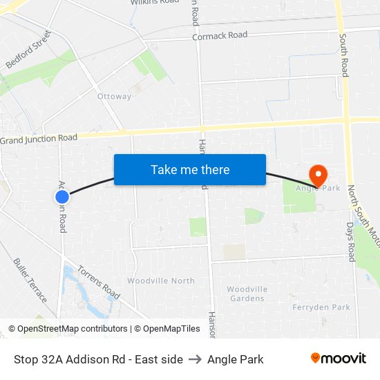 Stop 32A Addison Rd - East side to Angle Park map