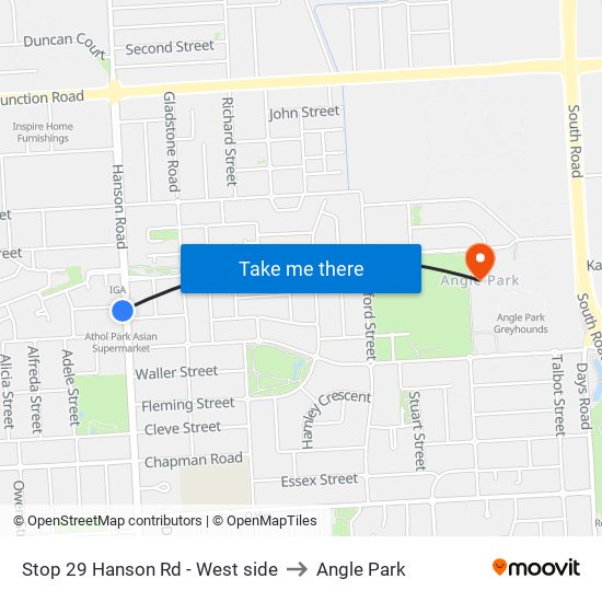 Stop 29 Hanson Rd - West side to Angle Park map