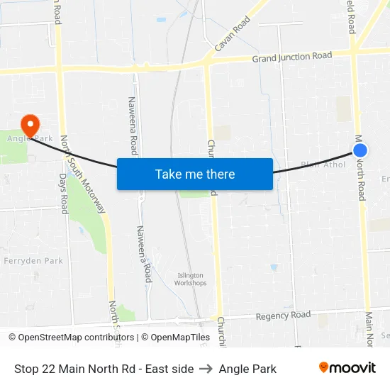 Stop 22 Main North Rd - East side to Angle Park map