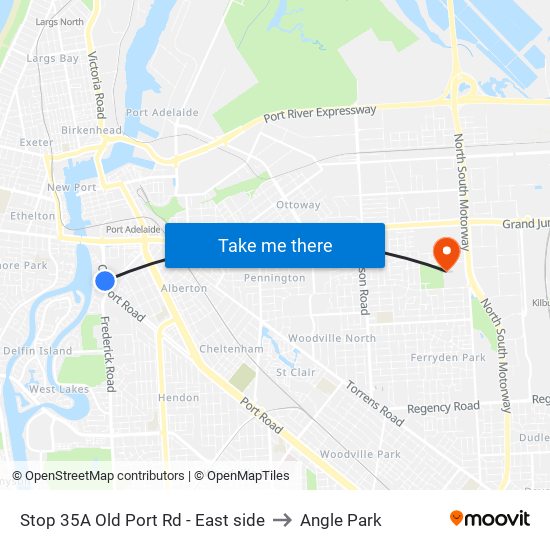 Stop 35A Old Port Rd - East side to Angle Park map