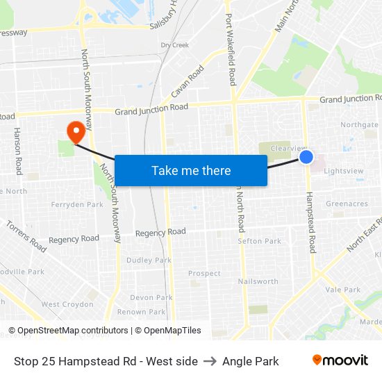 Stop 25 Hampstead Rd - West side to Angle Park map