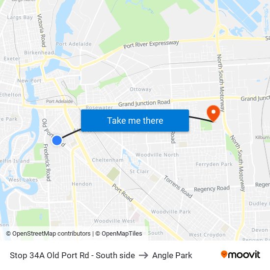Stop 34A Old Port Rd - South side to Angle Park map