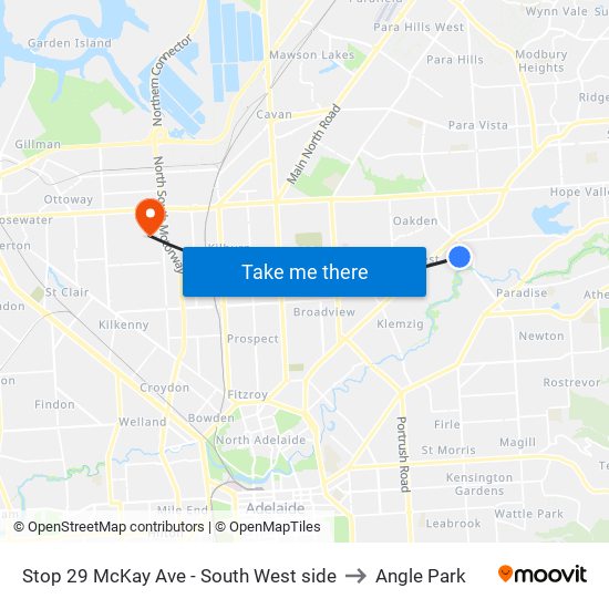 Stop 29 McKay Ave - South West side to Angle Park map