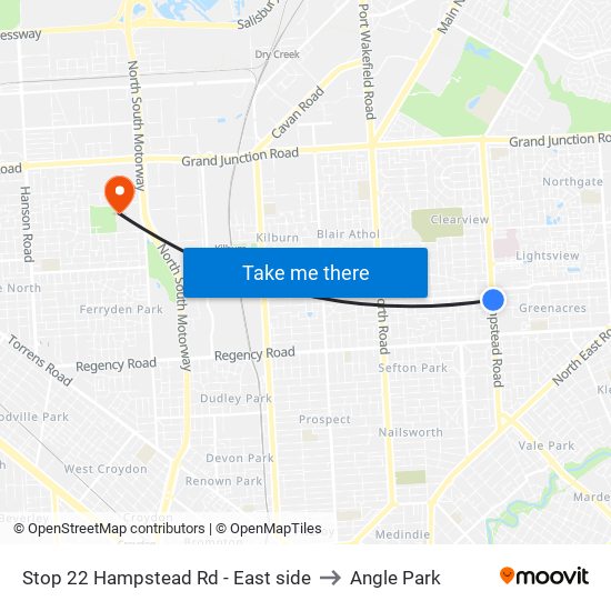 Stop 22 Hampstead Rd - East side to Angle Park map