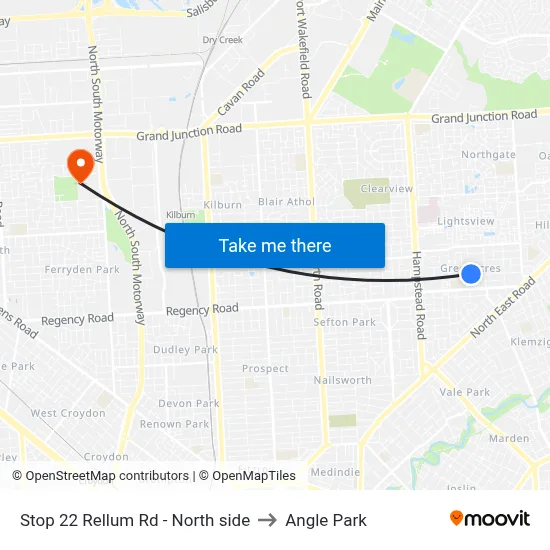 Stop 22 Rellum Rd - North side to Angle Park map