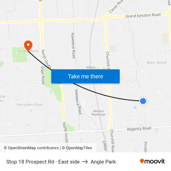 Stop 18 Prospect Rd - East side to Angle Park map