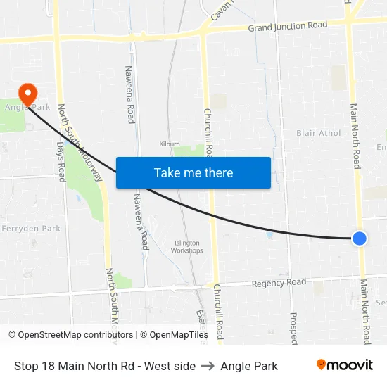 Stop 18 Main North Rd - West side to Angle Park map