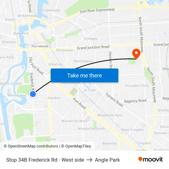 Stop 34B Frederick Rd - West side to Angle Park map