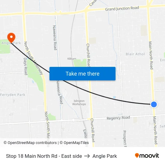 Stop 18 Main North Rd - East side to Angle Park map