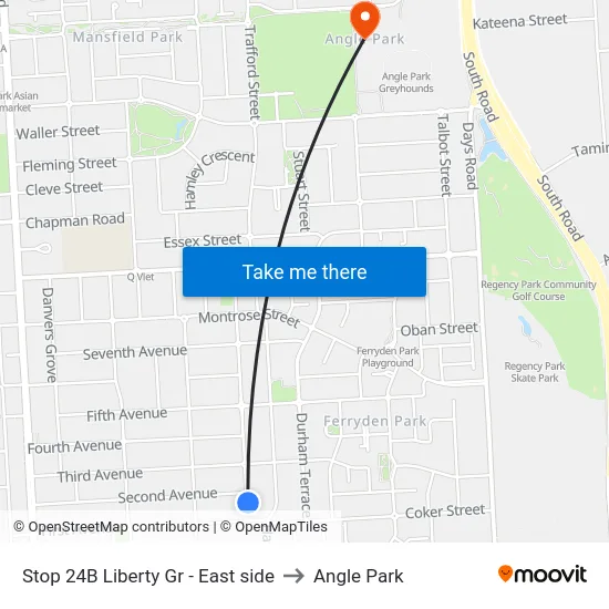Stop 24B Liberty Gr - East side to Angle Park map