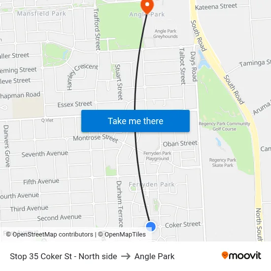 Stop 35 Coker St - North side to Angle Park map