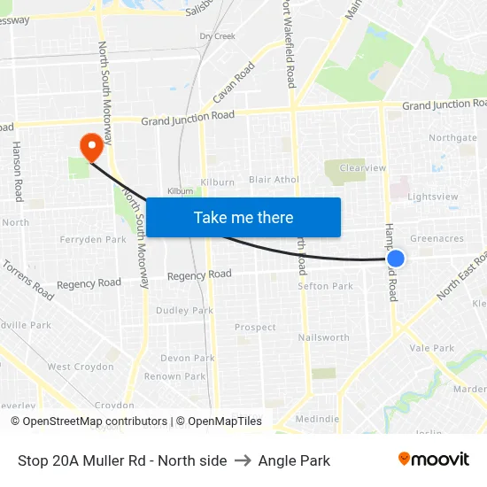 Stop 20A Muller Rd - North side to Angle Park map