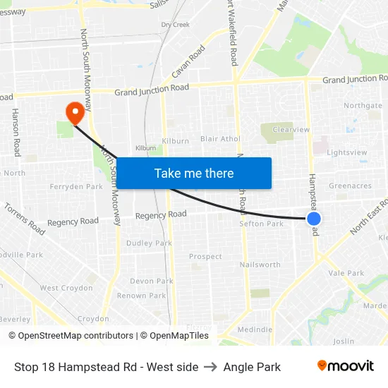 Stop 18 Hampstead Rd - West side to Angle Park map